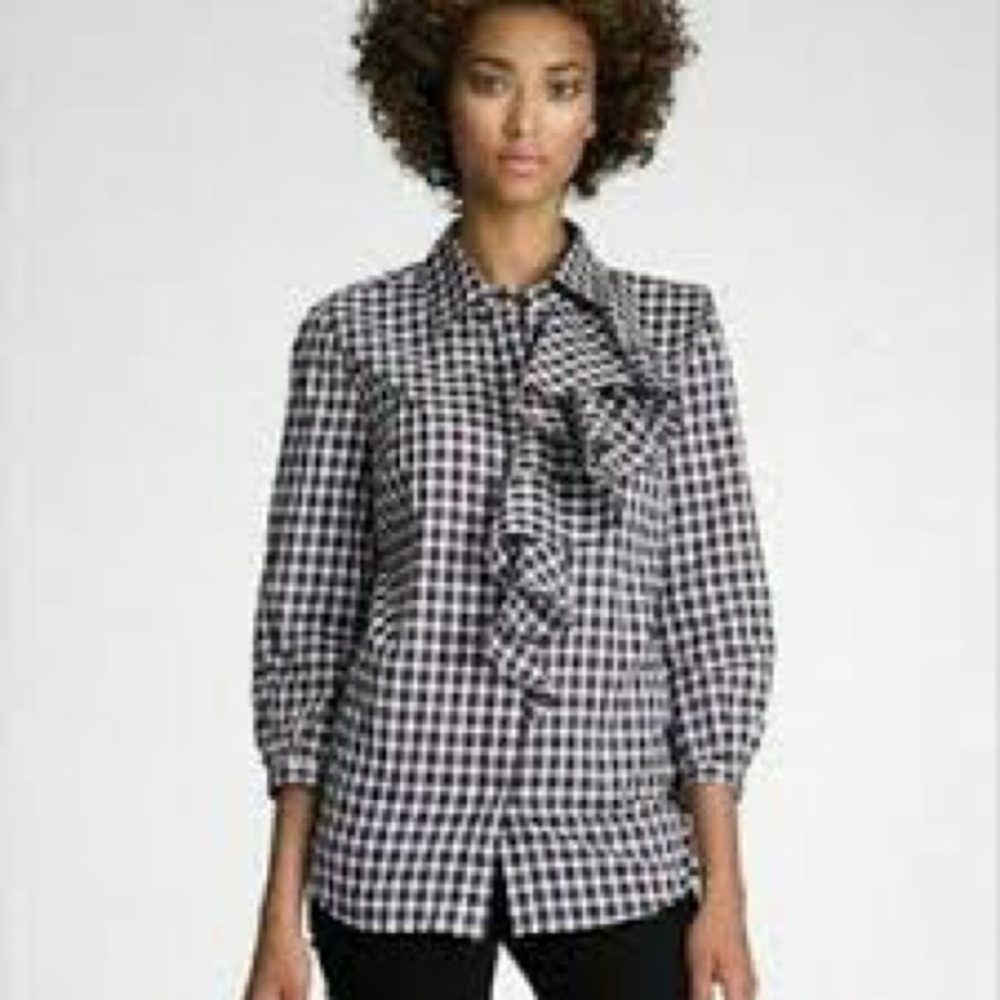 Tory Burch Black and White Checkered Women's Top size 6